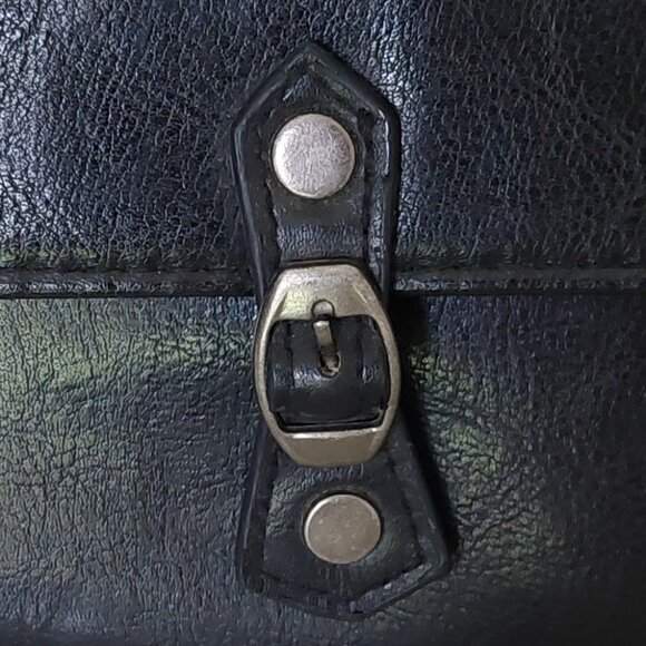 Victoria's Secret Black Faux Leather Vintage Wristlet with Metal Ring Handle - Picture 7 of 12